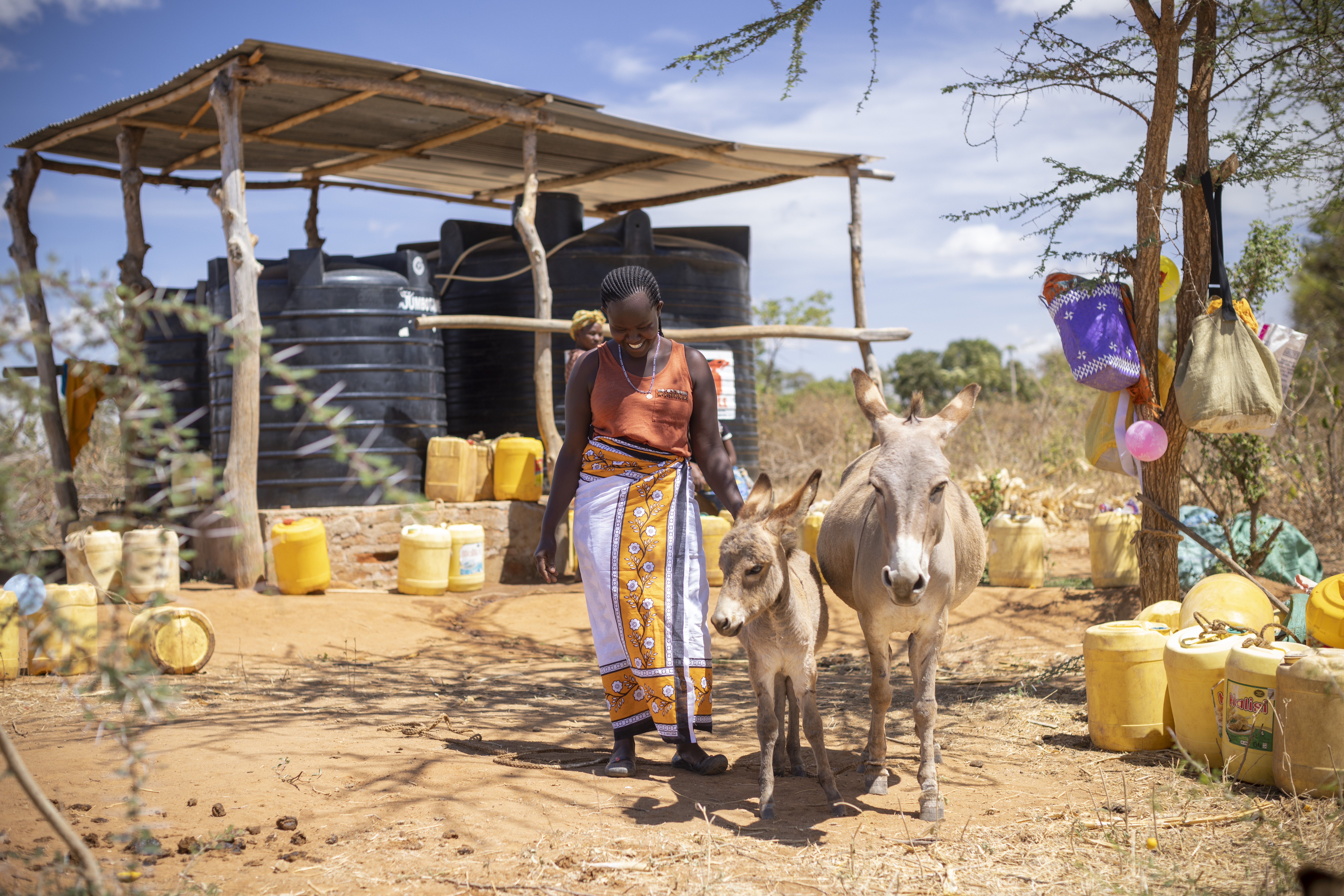 Woman with donkeys in Kenya