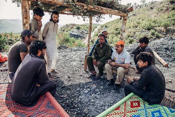 Community group at a coal mine in Pakistan