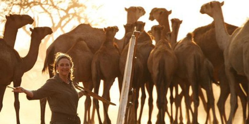 Sophie Walbeoffe with her camels Sophie Walbeoffe with her camels