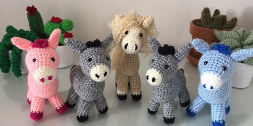 Group of knitted donkeys Group of knitted donkeys