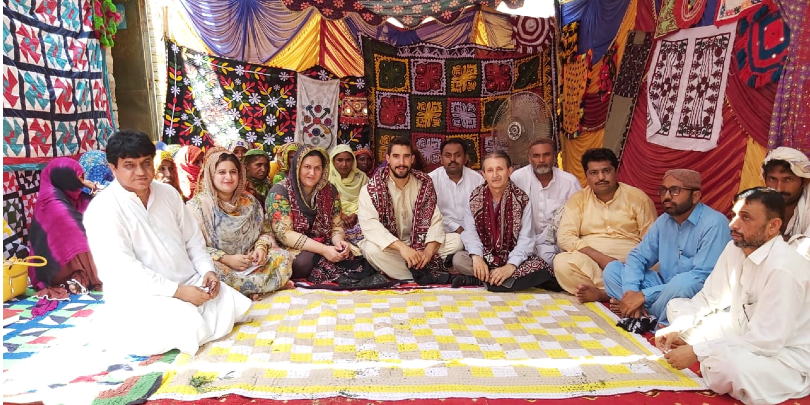 Sana with the field team and community members during a partner evaluation in Jacobabad, central Pakistan Brooke staff and community members during partner evaluation in Pakistan
