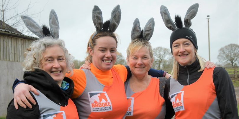 Runners wearing donkey ears Runners wearing donkey ears