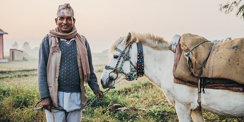 Man and horse in Nepal Man and horse in Nepal