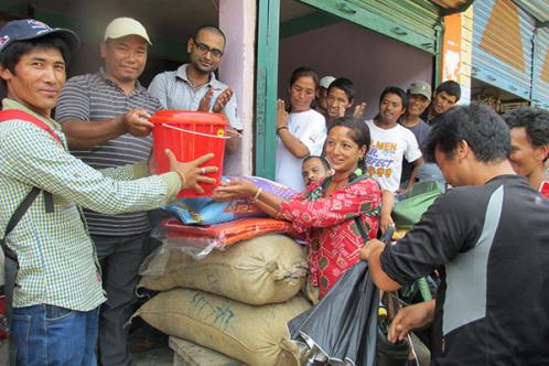 Helping out after the earthquake