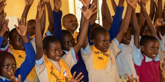 School children at donkey care club in Kenya