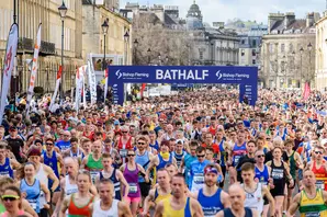 Runners at start line of Bath Half Marathon