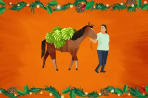 Woman and horse Christmas animation
