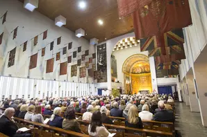 Attendees at Brooke's carol service in the Royal Military Chapel 