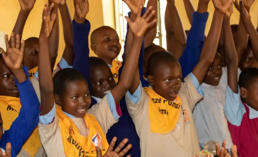 School children at donkey care club in Kenya