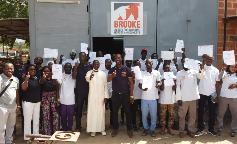 Students celebrate as they graduate with a government-accredited certification in farriery.