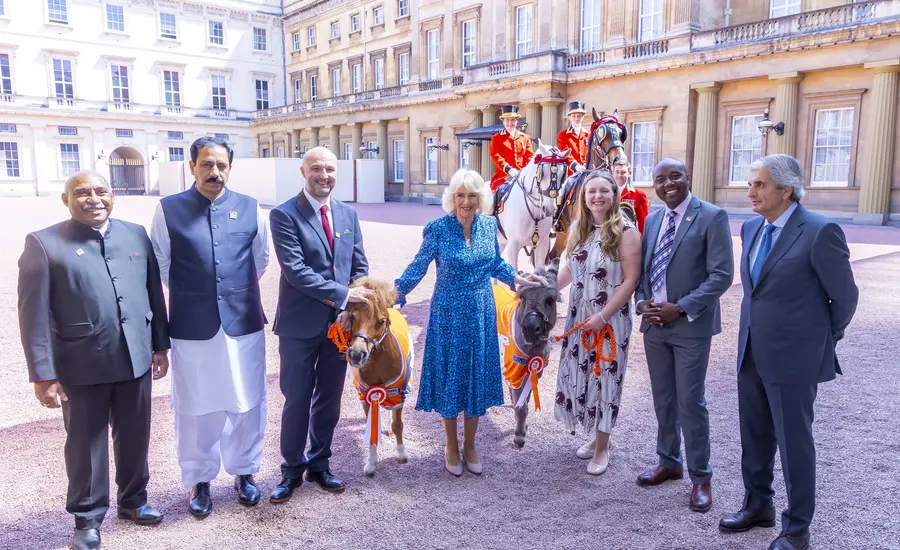 The Queen with Brooke staff, horse and donkey 
