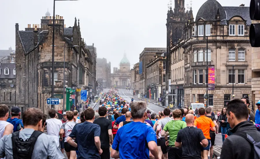 Runners running through Edinburgh