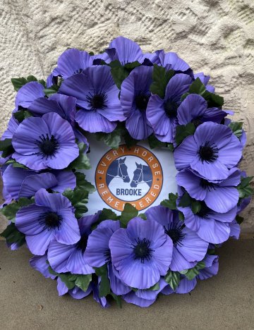 Brooke's purple poppy wreath to remember animals lost in conflict Brooke purple poppy wreath