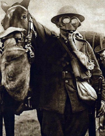 Horse and soldier in gas masks Horse and soldier in gas masks
