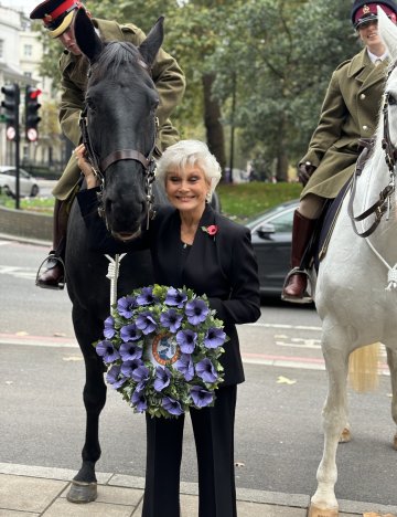 Angela with the Household Cavalry Angela Rippon with cavalry at London memorial service
