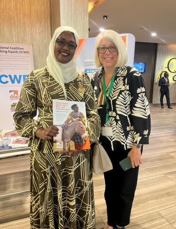 (From left): Dr Salih, Director of AU-IBAR, Nicola Chevis, Brooke's Director of Programmes. Brooke staff at the Pan African Donkey Conference 2025