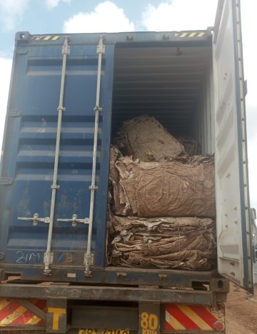Truck containing donkey skins