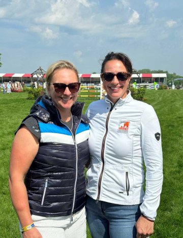 From left: Gemma Stevens, Philanthropy and Partnerships Advisor, Marie-Anne Olivier Gemma Stevens with Brooke staff at Badminton Horse Trials