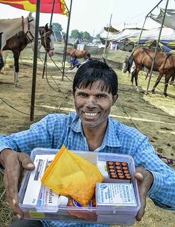 Bundan Ali, Association member who makes and sells first aid kits to equine fairs and brick kilns Bundan Ali, Association member who makes and sells first aid kits to equine fairs and brick kilns