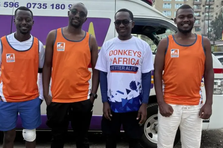 Four Brooke staff in Kenya completing their own marathon at the same time as the London Marathon.