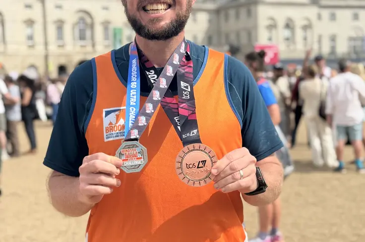 2026 London Marathon finisher with medals