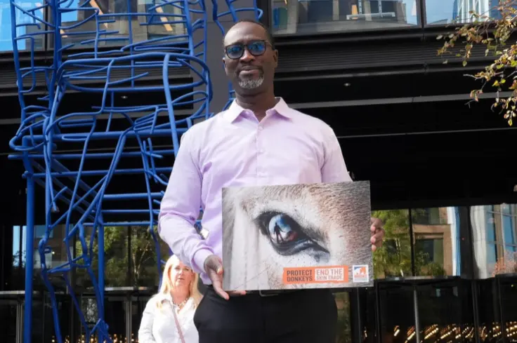 Emmanuel Sarr, Regional Director, Brooke West Africa outside Amazon UK HQ