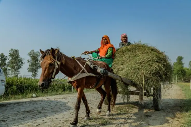 Women and horse in India 