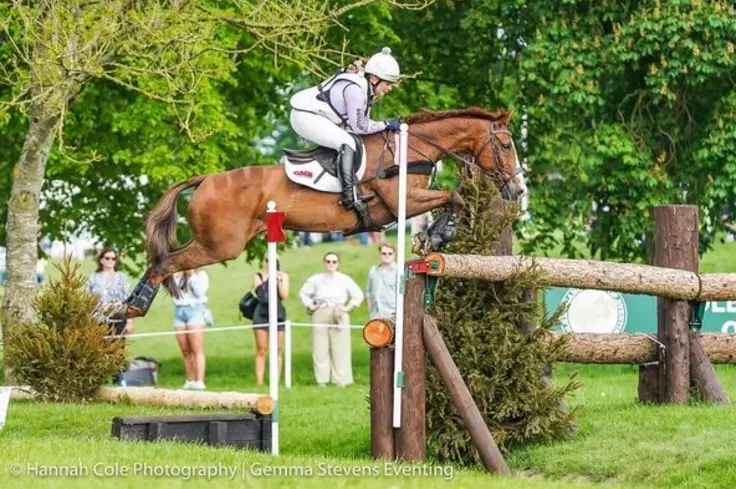Gemma Stevens competing at Badminton Horse Trials 