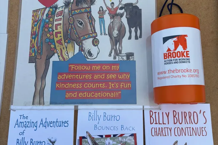 Greg Harris's Billy Burro books at his market stand in Saltburn-by-the-sea